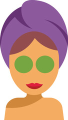 Woman is enjoying a spa treatment with cucumber slices on her eyes