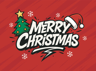 Christmas Greeting Card Design &ndash; Merry Christmas Typography Artwork