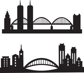 Perth City Skyline Silhouette Vector, City Icon, Logo