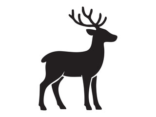 Obraz premium Black silhouette of reindeer with antlers isolated on white background. concept of christmas, new year, holiday, winter, festive animal, icon, logo, seasonal decor
