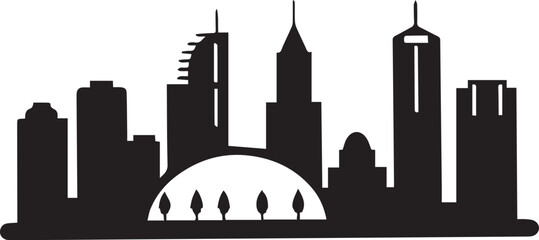 Perth City Skyline Silhouette Vector, City Icon, Logo