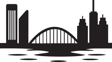 Perth City Skyline Silhouette Vector, City Icon, Logo