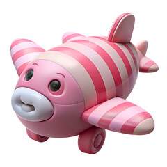 Naklejka premium Pink striped plush toy airplane with wheels image