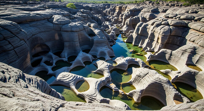 Drone Shot of Vale da Lua Rock Formations and Pools