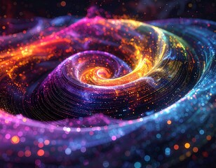 swirl of data particles, motion blur, dark background, kinetic art 