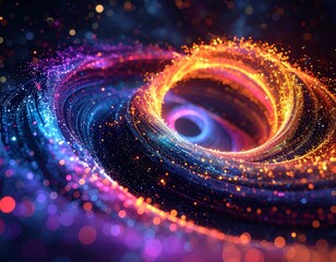 swirl of data particles, motion blur, dark background, kinetic art 