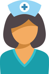 Nurse avatar wearing blue uniform and hat with cross, healthcare professional icon