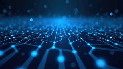 Abstract blue digital network connections and data flow