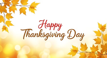 Happy thanksgiving day with autumn leaves isolated on white background.