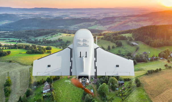 Russian multi-purpose military drone known as Gerbera in the sky - 3D rendering