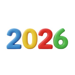 Colorful 3D rendered illustration of the year 2026, perfect for future-themed designs.