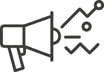 Megaphone icon with sound waves and growth chart symbols