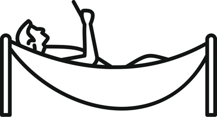 Man lying in hammock using smartphone enjoying vacation