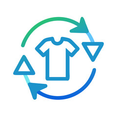Upcycling icon with arrows surrounding a t-shirt, eco-friendly fashion concept