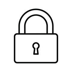 Simple outline icon of a padlock symbol for security and protection