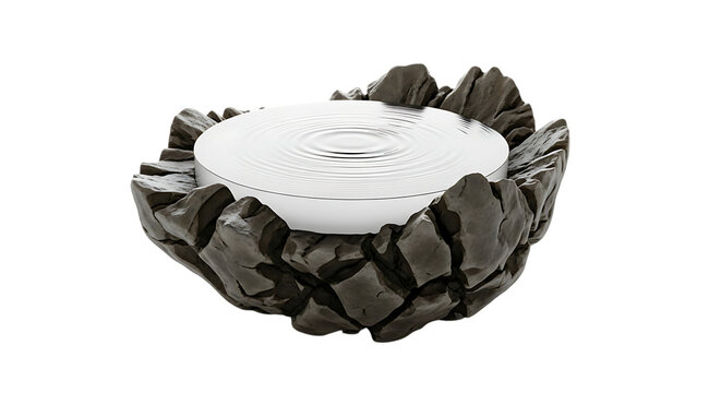 A serene and calming water fountain with gentle ripples, isolated on transparent background, evokes a sense of peace and tranquility in a minimalist setting png