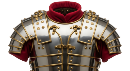 Roman legionary armor, lorica segmentata, a type of personal body armor used by soldiers in the roman army isolated on transparent background png