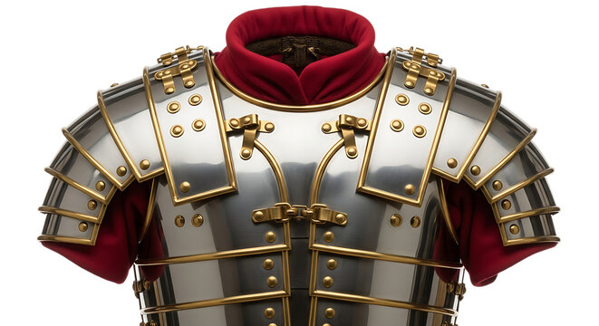 Roman legionary armor, lorica segmentata, a type of personal body armor used by soldiers in the roman army isolated on transparent background png