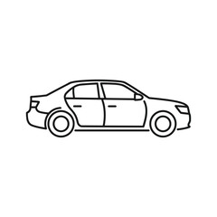Simple line drawing of a sedan car in profile view