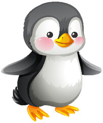 Cute Baby Penguin Standing with Outstretched Wings