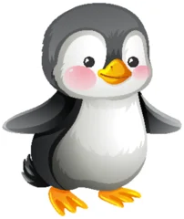 Fototapete Rund Kinder Cute Baby Penguin Standing with Outstretched Wings  © GraphicsRF