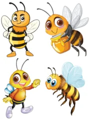 Fototapete Rund Kinder Cartoon Bees in Various Poses and Expressions  © GraphicsRF