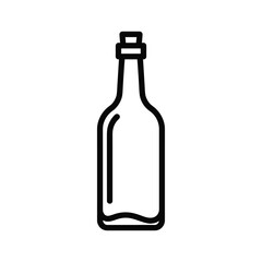 Simple line art icon of a glass bottle with a cork stopper