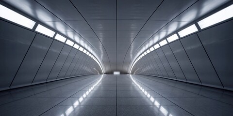Modern architectural tunnel with elegant design and lights creating unique perspective