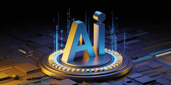 Explore cutting edge AI technology with digital binary code and circuit board design