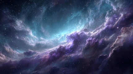 Outer space wonders swirling galaxies and nebulae in a vibrant digital art perspective