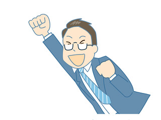 ガッツポーズをするビジネスパーソン