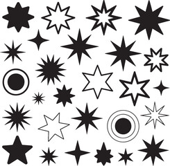 Fototapeta premium Black Starburst Shapes and Explosive Icons on White Background