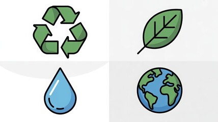 Obraz premium Set of 4 Modern Ecology Icons for Digital Interfaces