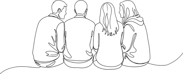 Continuous line drawing of team holding hands together. Trendy teamwork One single line drawing group of young happy business people isolated on white background vector illustration.
