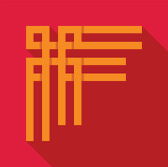 Obraz premium Flat design with long shadow of a stylized chinese character symbolizing prosperity and good fortune, ideal for chinese new year themes