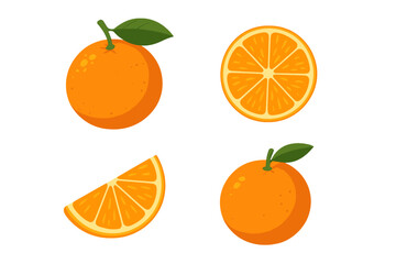 Vibrant collection of whole and sliced oranges with fresh green leaves