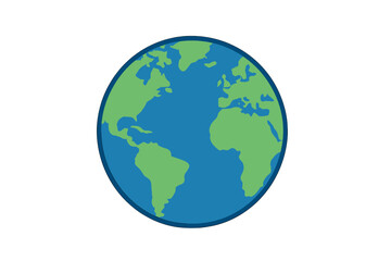 Stylized globe icon showing continents of Americas, Europe, and Africa