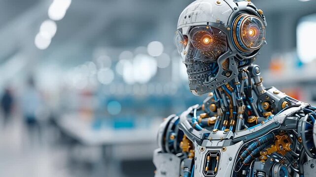 Portr&auml;t eines humanoiden Roboters, Cyberpunk, Generative AI
