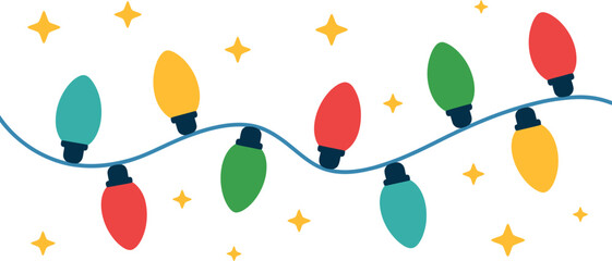 A string of colorful lights isolated on, perfect for the holidays