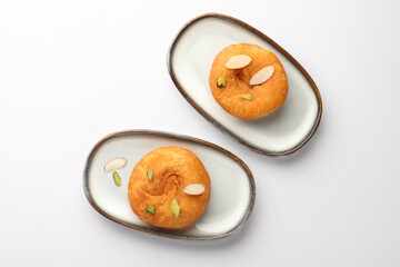 top view Badusha, famous Indian dessert