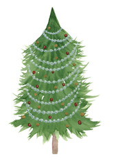 ​Acting as a stock illustrator, this is a clean, hand-painted watercolor Christmas tree on a transparent or background, perfect for layering and digital design.
