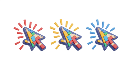 Colorful Pencil Cursor Set on White Background Design Education and Technology