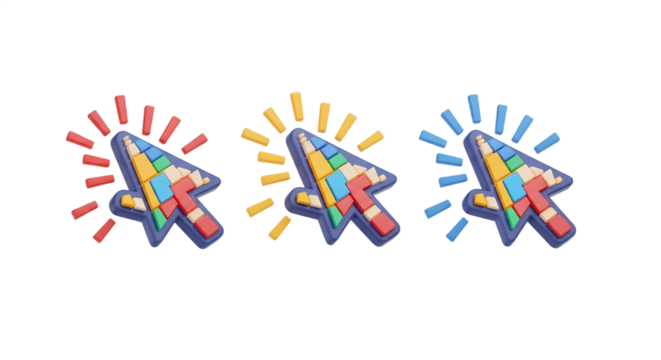 Colorful Pencil Cursor Set on White Background Design Education and Technology