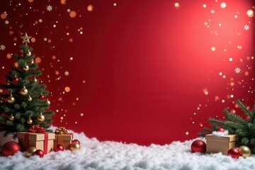 Christmas background with generous copyspace and holiday decorative elements