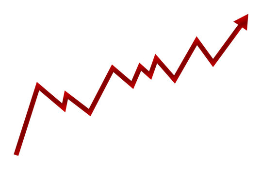  Red line graph going upward with an arrow isolated on transparent background  for growth templates
