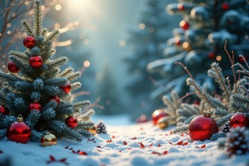 Christmas background with generous copyspace and holiday decorative elements