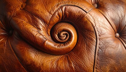 Close-up of luxurious, deeply-tufted, brown leather furniture detail