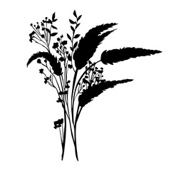 Vector bouquet silhouette isolated on white. Vector illustration