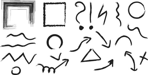 Set of hand draw arrows in white background