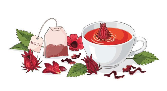 Hibiscus Tea in White Cup